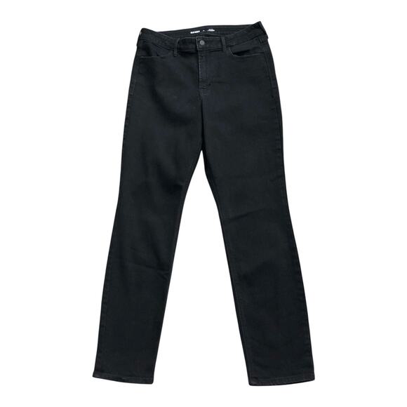 OLD NAVY Womens Size 12 Black High Rise Straight Cotton Blend Jeans 30" Inseam - Picture 1 of 6